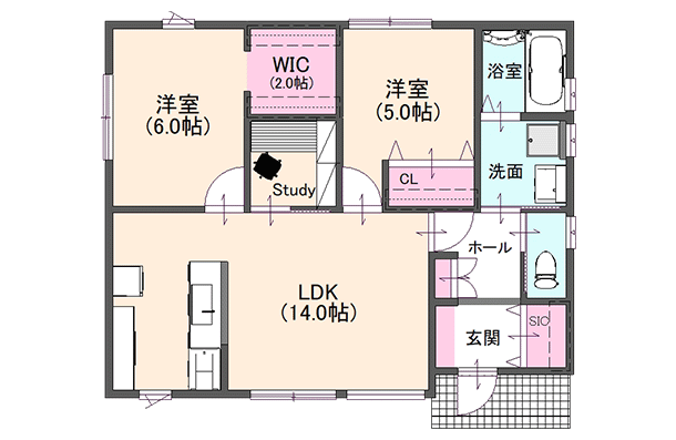 共働き夫婦のための家事ラク動線の平屋